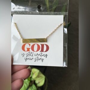 Gold Bar Necklace - be still 18 in chain